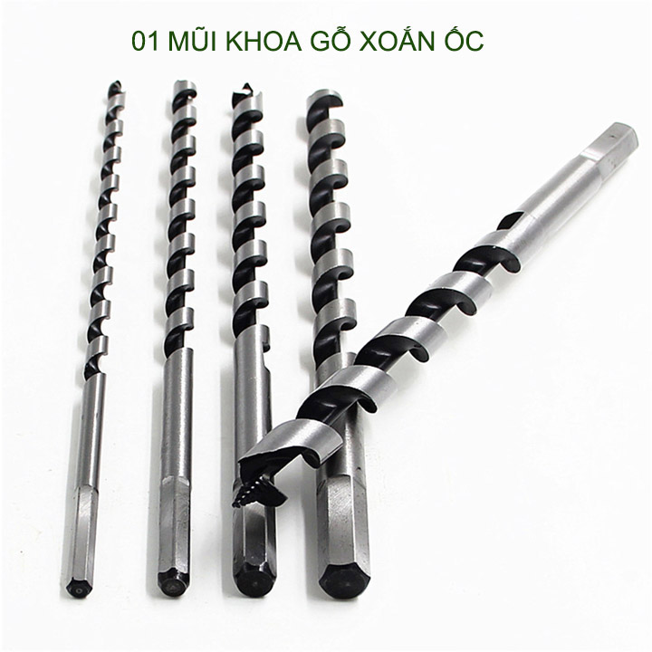 01 Mũi khoan gỗ xoắn ốc chiều dài 230-460mm tùy chọn, bằng thép cacbon cứng