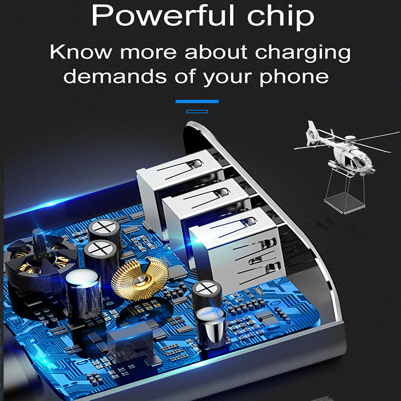 Adapter cóc sạc nhanh 3 cổng Baseus Travel Mirror Chip IC điều chỉnh dòng điện thông minh - Hàng chính hãng