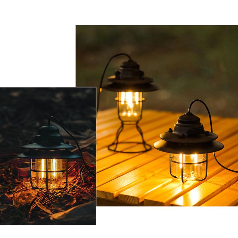 Đèn LED cắm trại USB có thể sạc lại phong cách Vintage di động, không thấm nước