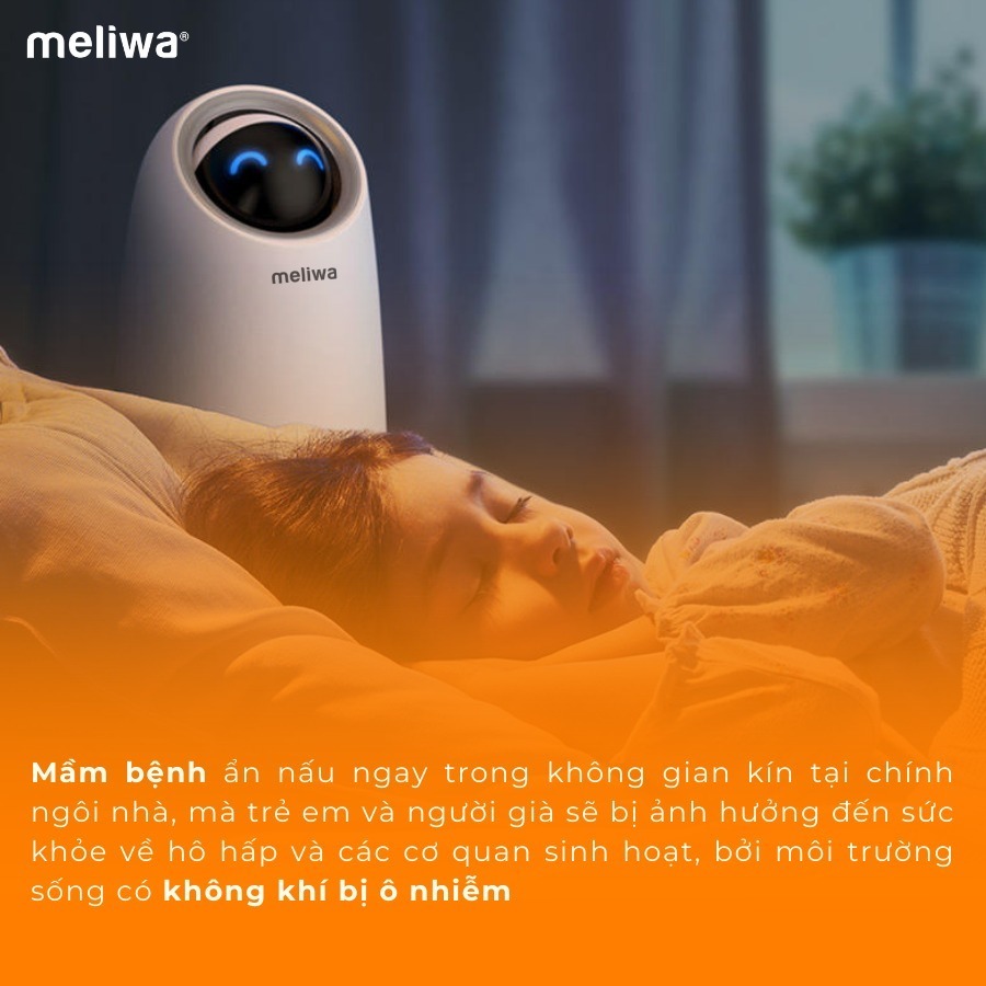 Máy lọc không khí meliwa M20 Pro Lọc bụi mịn đến 99,95%, UVC diệt khuẩn, Điều khiển bằng giọng nói thương hiệu Singapore