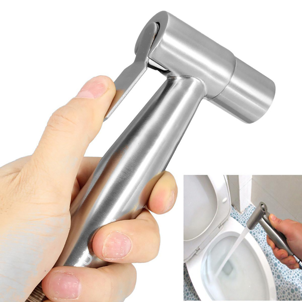 Bộ vòi xịt vệ sinh Inox 304 kèm dây dây nối lò xo bằng nhựa PU và giá đỡ