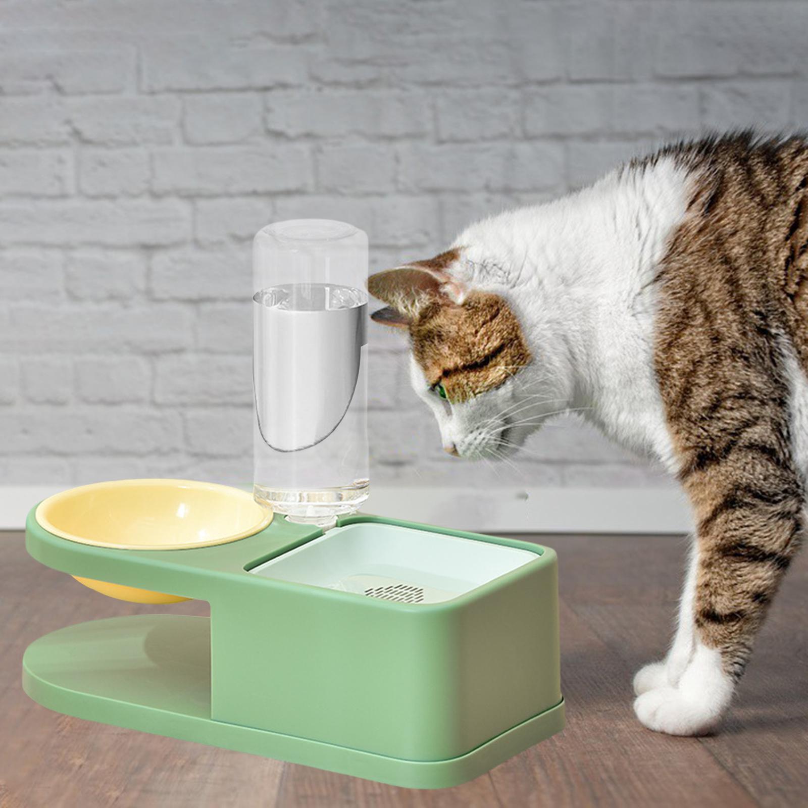 Large Automatic Pet Bowl Dog Cat Water Fountain Dry Food Dispenser