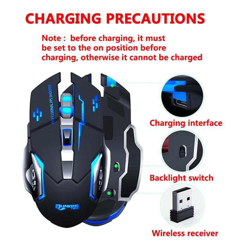 Satxtrem Chuột Chơi Game 3200DPI Bluetooth Không Dây Sạc USB LED RGB Cơ Khí Máy Tính Xách Tay, Máy Tính Để Bàn Máy Tính