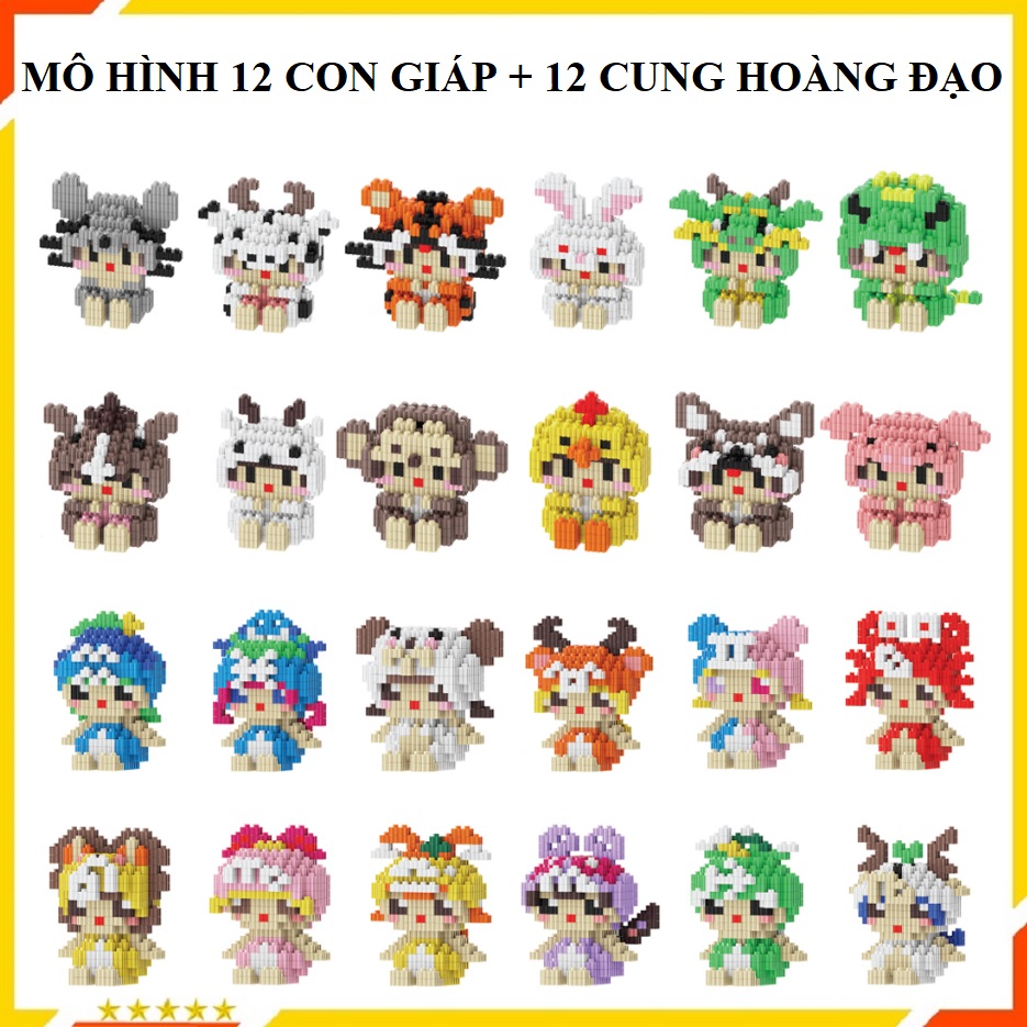 Đồ Chơi Lắp Ráp Mô Hình 12 Con Giáp Freeship Đồ Chơi Lắp Ghép Mô Hình 12 Cung Hoàng Đạo Trọn Bộ 12 Mẫu Tặng Kèm Búa Lắp Ráp - Đồ Chơi Trẻ Em HT SYS