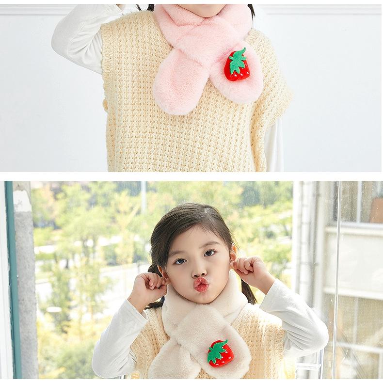 Khăn Quàng Cổ Lông Mềm Đính Trái Cây Cute Siêu Ấm