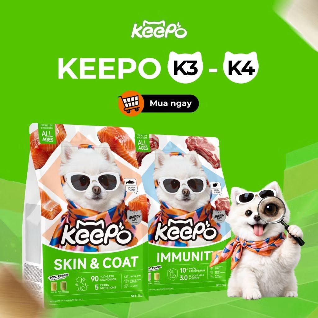 Thức Ăn Cho Chó Mọi Lứa Tuổi Keepo Túi 1Kg – Hạt Cho Chó Mix Thịt Sấy Đông Khô Freeze-Dried