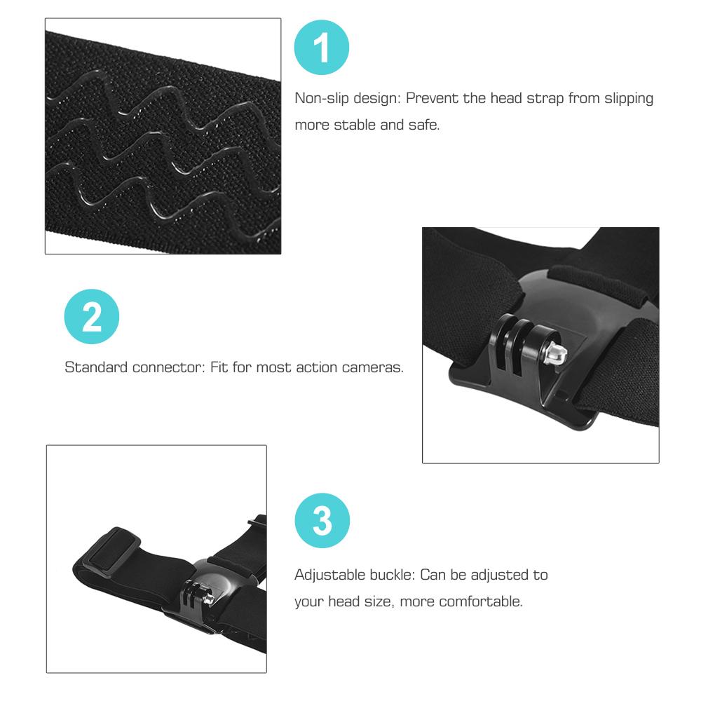 Adjustable Anti-Slip Action Camera Head Strap Headband Mount for GoPro hero 7/6/5/4 SJCAM /YI