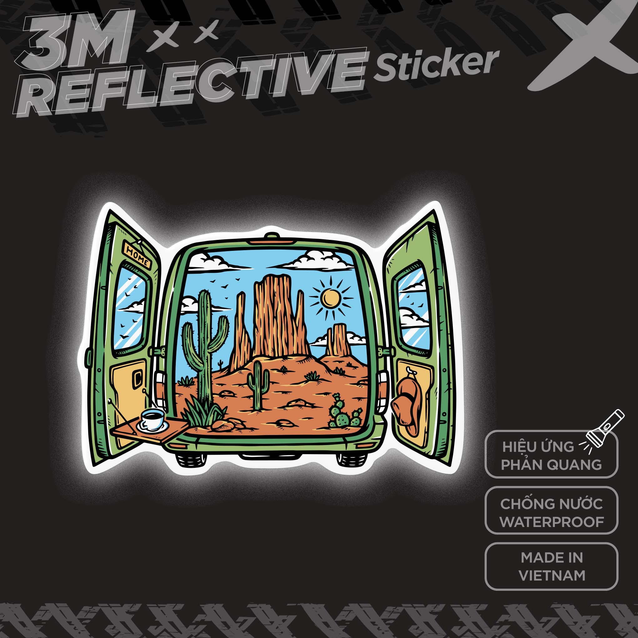 DESERT VIEW IN VAN 3M - Reflective Sticker Die-cut Hình dán phản quang thương hiệu STICKER FACTORY