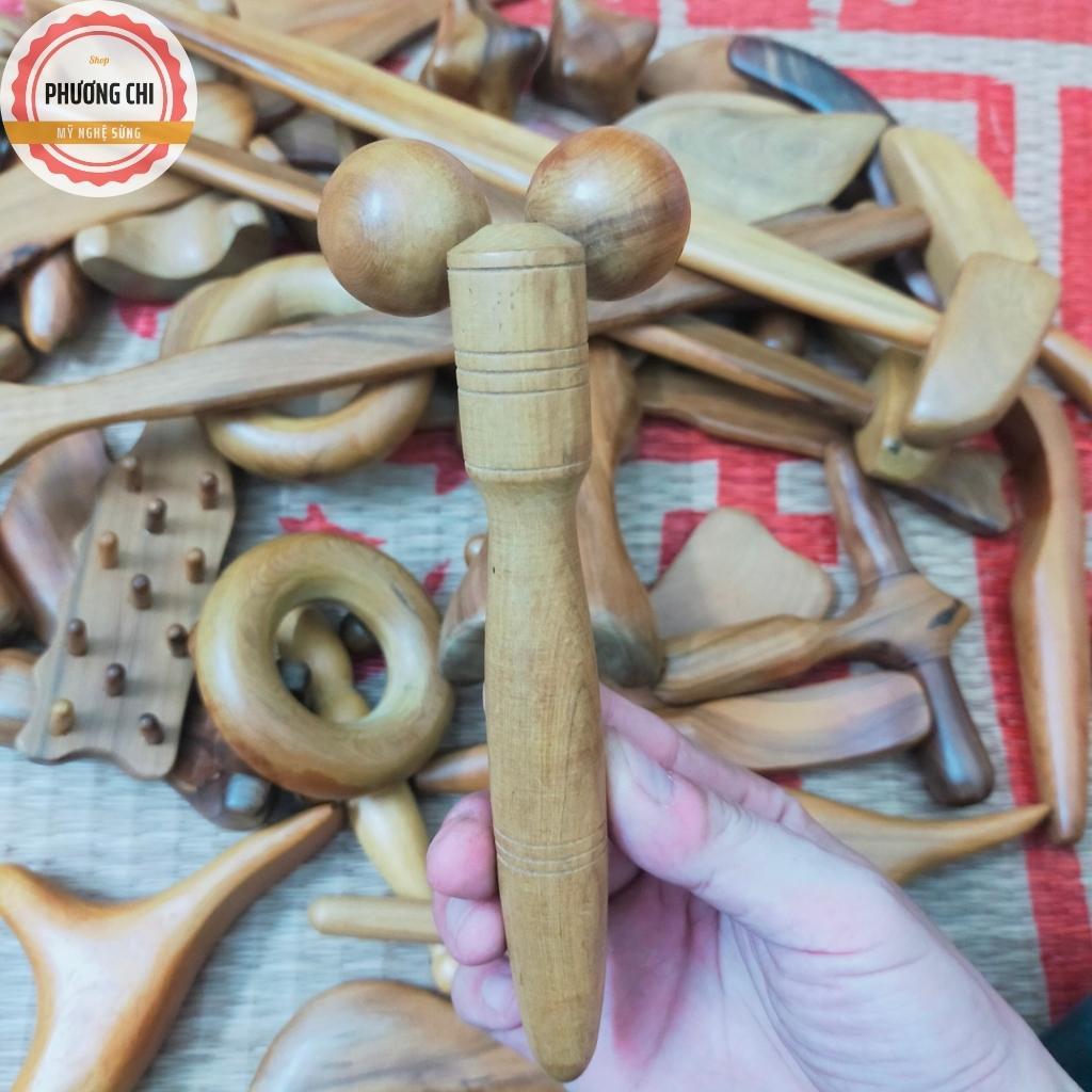 Cây Lăn Mát Xa Mặt, Mũi Bằng Gỗ Thơm, Hai Bánh Xe Lăn Tròn Giúp Nâng Cơ Mặt Và Thon Gọn Mũi | Mỹ Nghệ Phương Chi