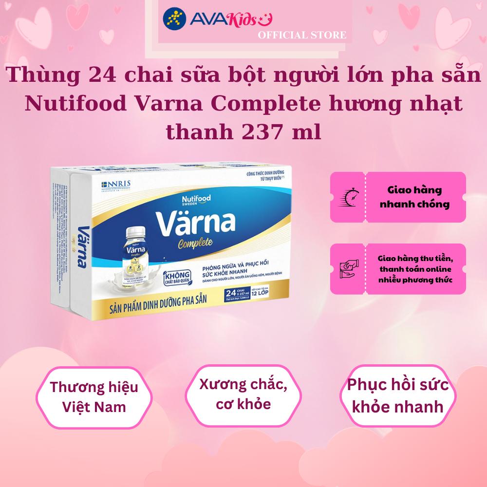 Thùng 24 chai sữa bột người lớn pha sẵn Nutifood Varna Complete hương nhạt thanh 237 ml