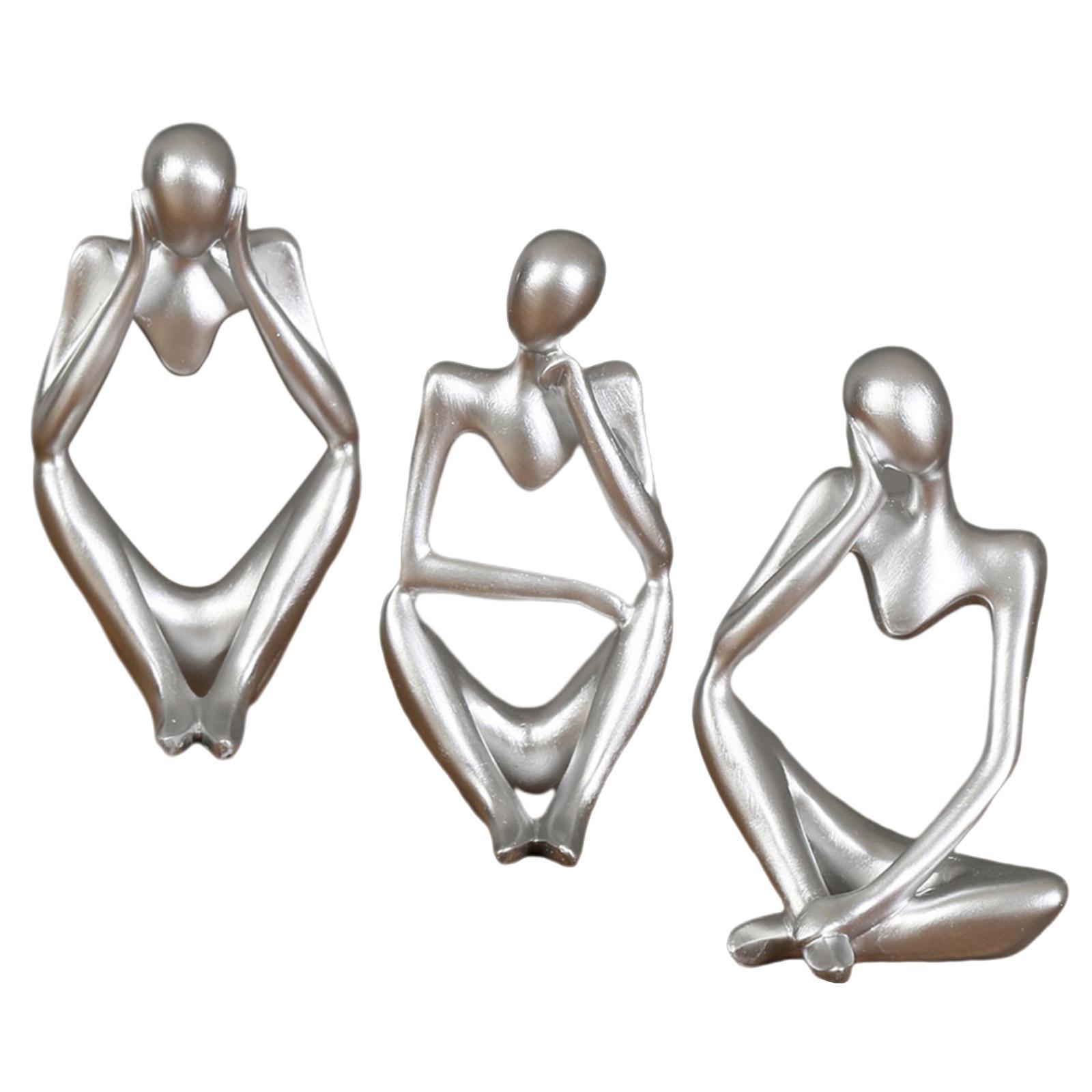 4pcs Resin Thinker Sculpture Figurine Statue for Tabletop Decoration