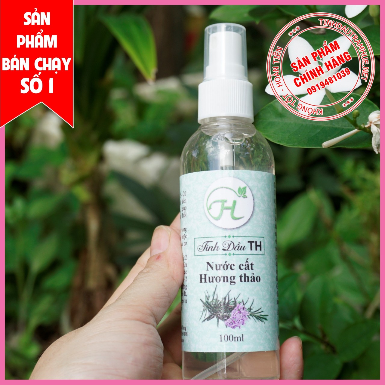 Bình xịt nước cất hương thảo nguyên chất 50ml đuổi muỗi hiệu quả, an toàn cho gia đình