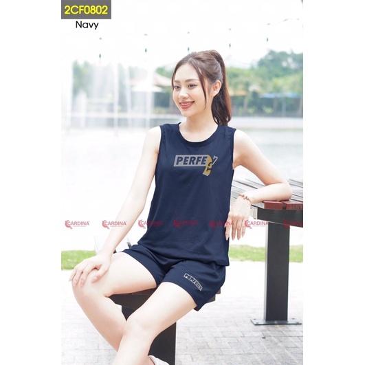 Đồ Bộ Nữ CARDINA Chất Cotton Nhật Cao Cấp Quần Đùi Áo Sát Nách Co Giãn 4 Chiều Thoáng Mát 2CF08