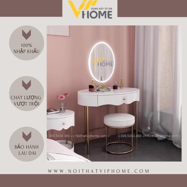 Bàn trang điểm, bàn phấn kèm gương tích hợp đèn LED kèm nút cảm ứng thông minh và ngăn kéo để đồ tện lợi BTD-8011