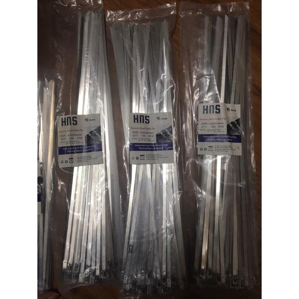 Túi 100 sợi dây rút inox 304 trơn, chịu lực, chịu nhiệt 35cm size 4,6x350mm