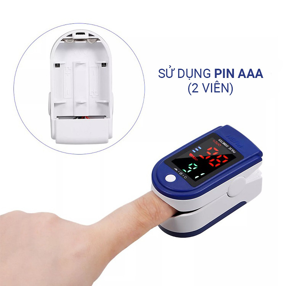 Máy đo huyết áp kẹt ngón tay kỹ thuật số màn hình LED đo nồng độ Oxy, SpO2 trong máu