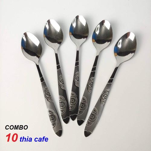 Combo 10 thìa cafê inox cán hoa - loại đẹp