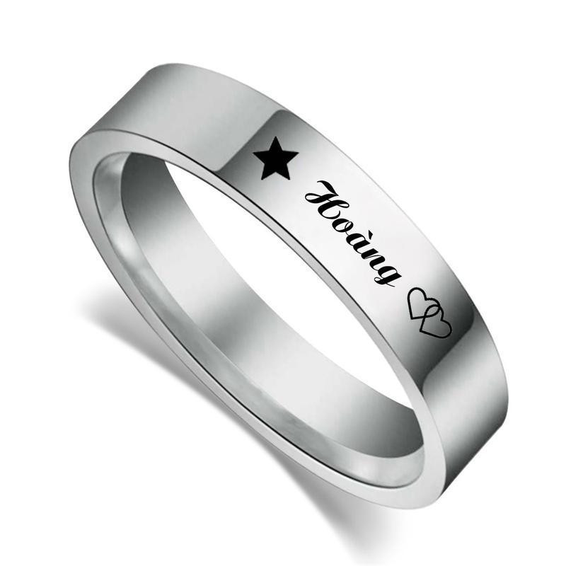 Nhẫn khắc tên riêng theo yêu cầu Titan không gỉ, điền tên cần khắc ở phần thêm ghi chú