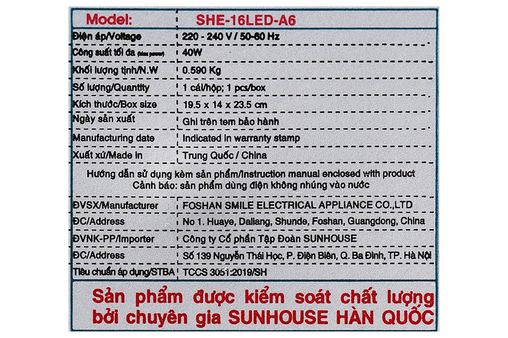 Đèn bàn Sunhouse SHE-16LED-A6 - Hàng chính hãng