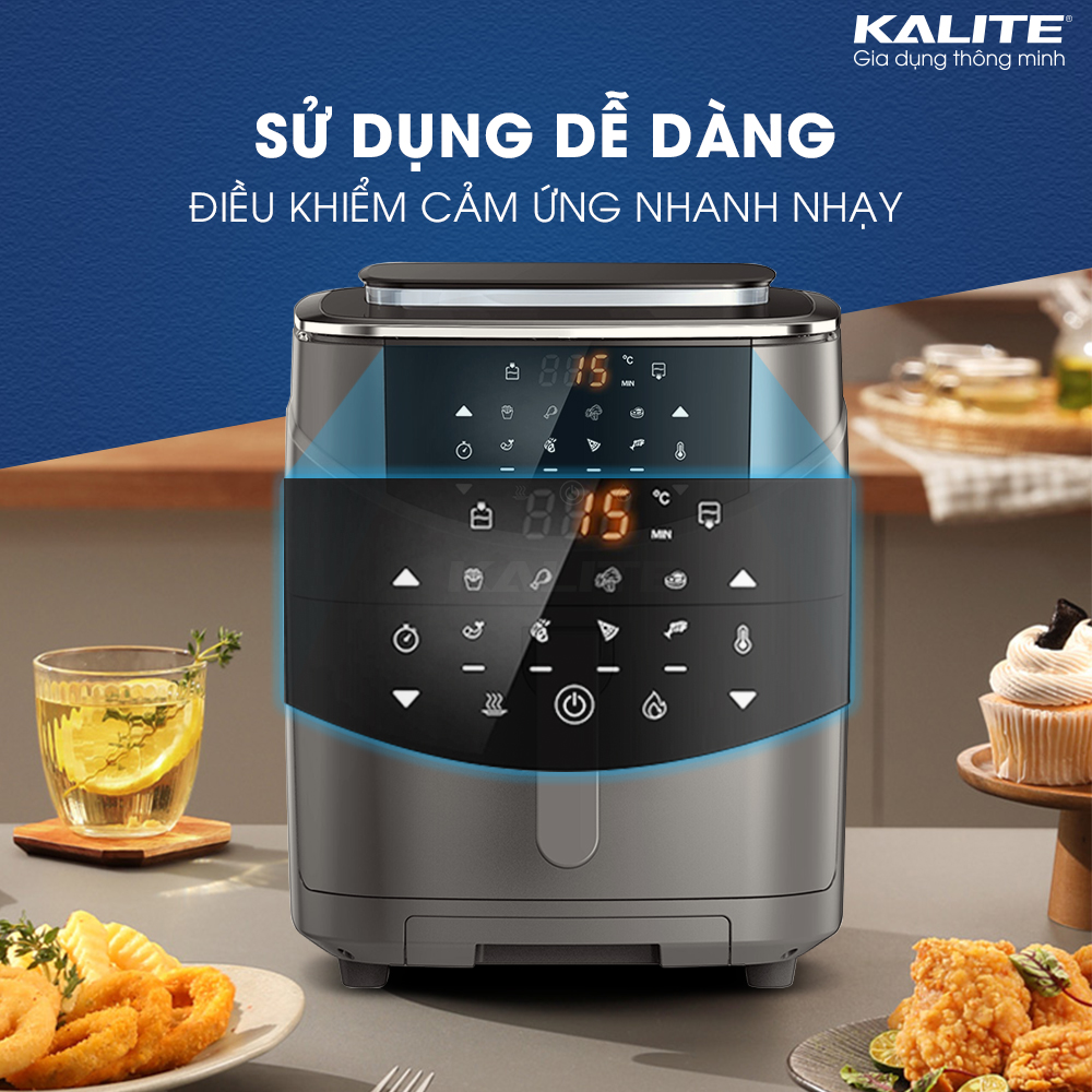 Hình ảnh Nồi chiên hơi nước KALITE STEAM 7, công nghệ mới chiên không dầu kết hợp chức năng hấp, màn hình điều khiển cảm ứng, 9 chế độ nấu lập trình sẵn, công suất 1700w, dung tích 7L, hàng chính hãng