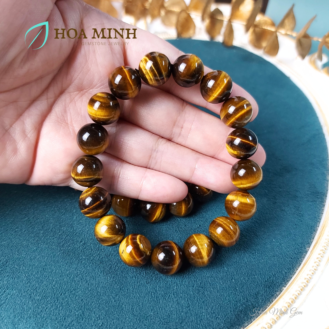 Vòng tay phong thủy đá Mắt Hổ Vàng Nâu/đen size 12 li loại 5A vip, phong thủy mệnh Thổ Kim