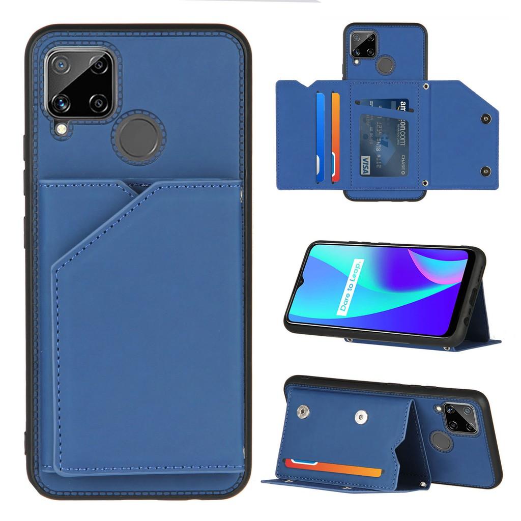 Ốp lưng điện thoại dạng ví da có ngăn đựng thẻ cho OPPO A7 A5S A12 Realme C15 C11 C3 Realme 7 7i 6 6i 5 5s