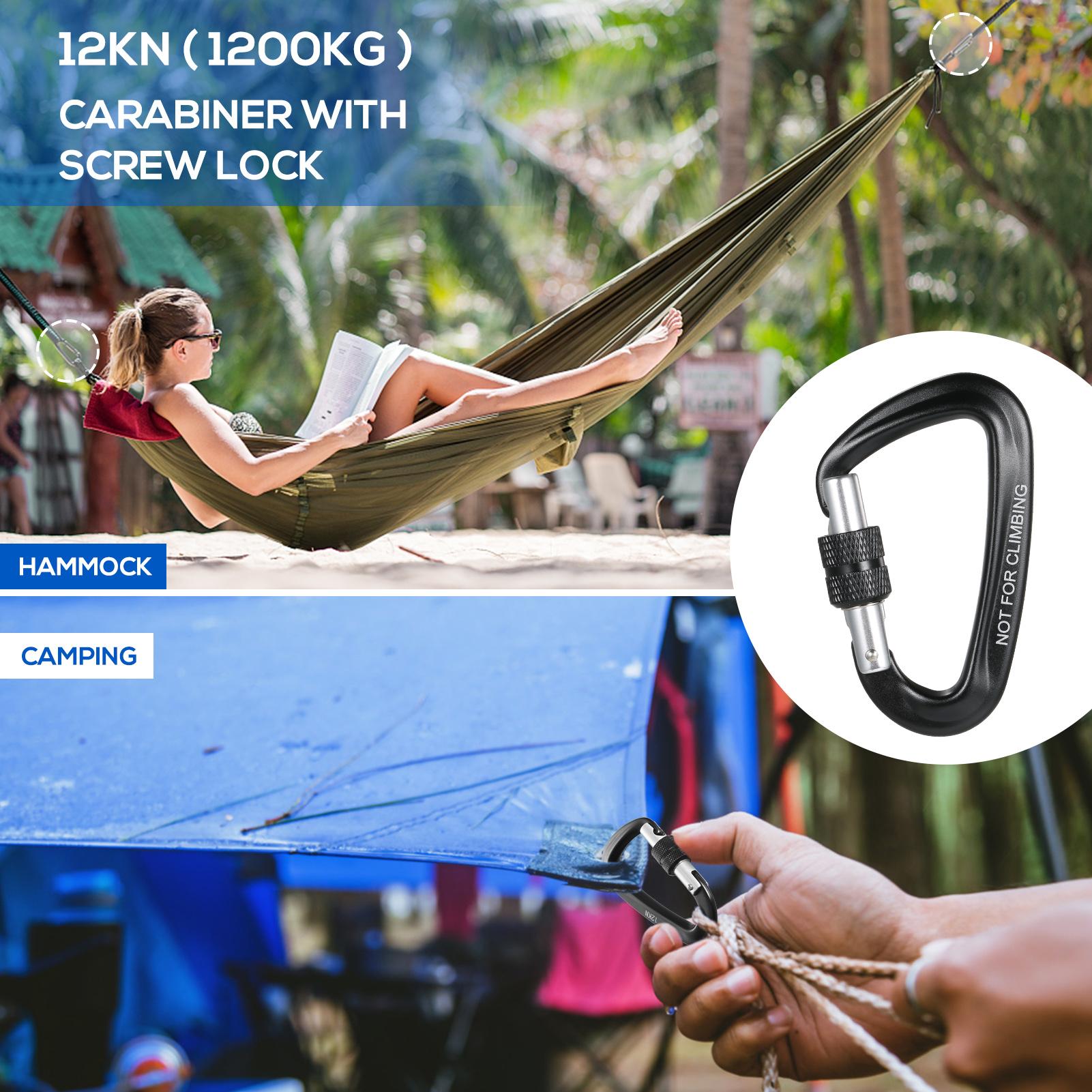 Set 2 Móc Treo Nhanh Đi Phượt - Leo Núi Carabiner Chữ D Hợp Kim Nhôm Cao Cấp