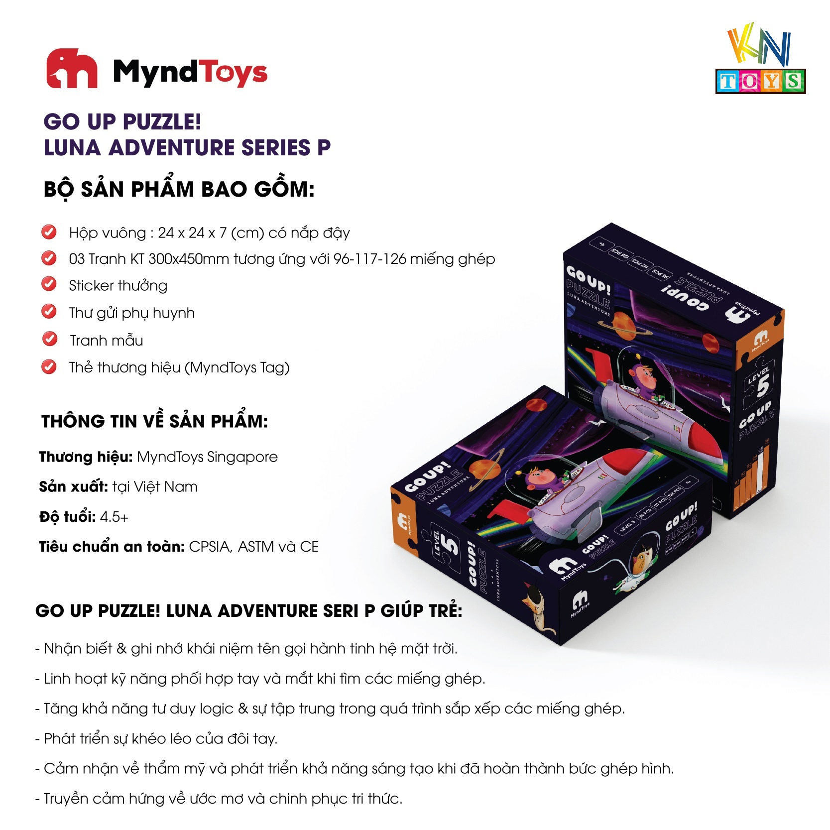 Đồ Chơi Xếp Hình MyndToys - GO UP! Puzzle – Level 5 – Luna Adventure (Cho Bé Từ 4 Tuổi)