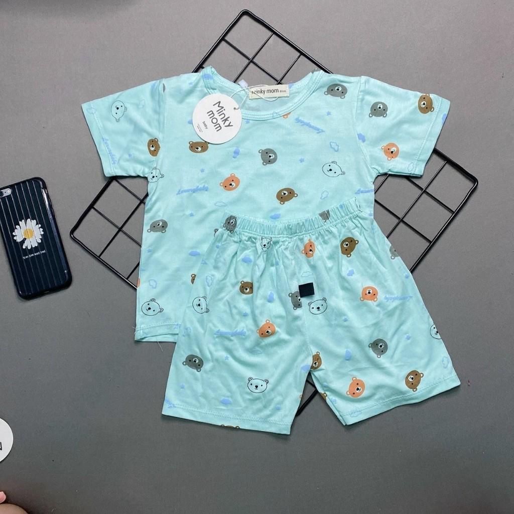 Bộ Cộc Tay Cho Bé  Bộ Mimky Mom Cộc Tay Cho Bé Trai Bé Gái Với Họa Tiết Gấu Siêu Đáng Yêu Chất Thun Lạnh Siêu Mát .