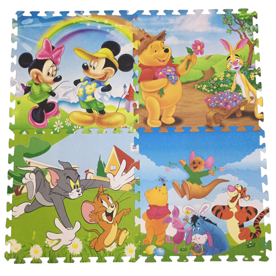 Bộ 4 tấm Thảm xốp lót sàn an toàn Thoại Tân Thành hình thú Disney (60x60cm)