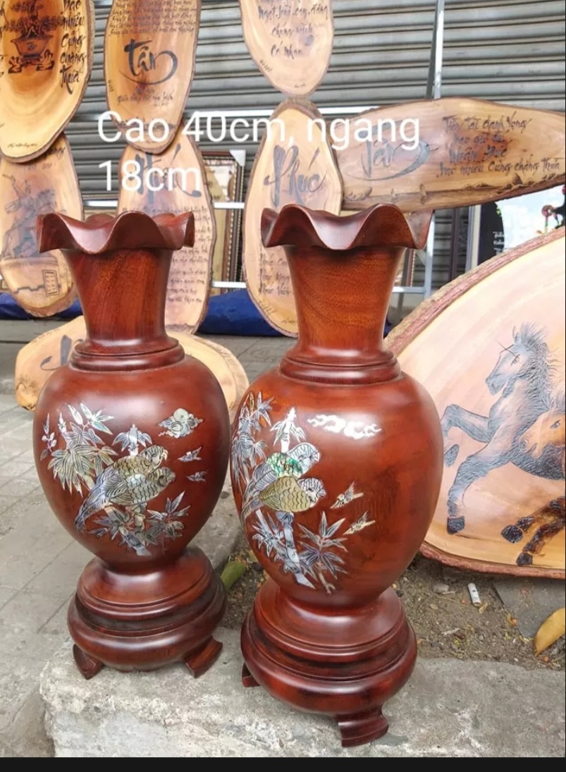 Cặp lục bình gỗ Lim cao 50cm