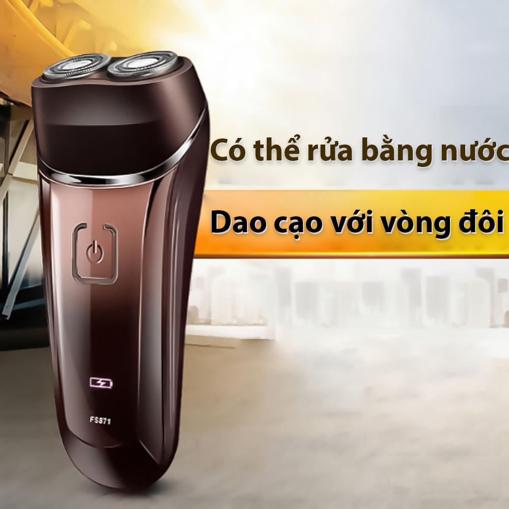 Máy cạo râu phong cách thời thượng sang trọng với 2 đầu cạo sát với đường cong khuôn mặt, thiết kế đầu cạo với 2 vòng xoáy cực linh động, đèn led chỉ thị sạc pin thích hợp cho các bạn nam - FS871