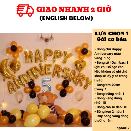 Bộ bong bóng trang trí tiệc kỷ niệm happy anniversary set hpan03