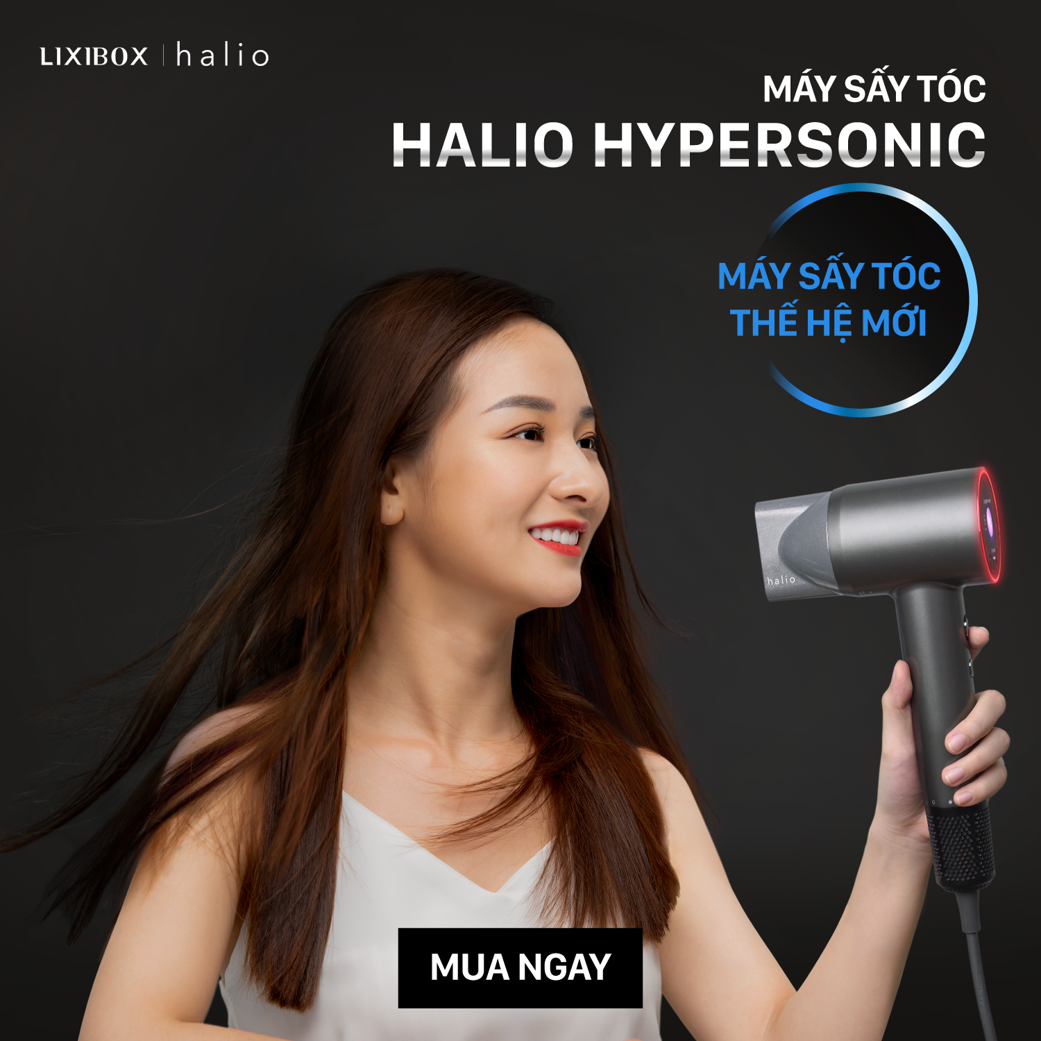 Máy Sấy Tóc Halio Hypersonic Hair Dryer Luân Phiên Nóng Lạnh, Bảo Vệ Da Đầu