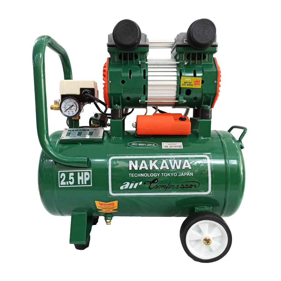 Máy nén khí Nakawa NK25.30, Công suất 2.5HP, Máy không dầu, Lên hơi siêu nhanh