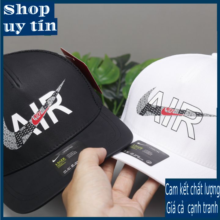 Freeship - MŨ NÓN KẾT LƯỠI TRAI N BÍT ĐUÔI THỜI TRANG NAM NỮ CAO CẤP - PHỐI LƯỚI LOGO AIR - màu trắng / màu đen