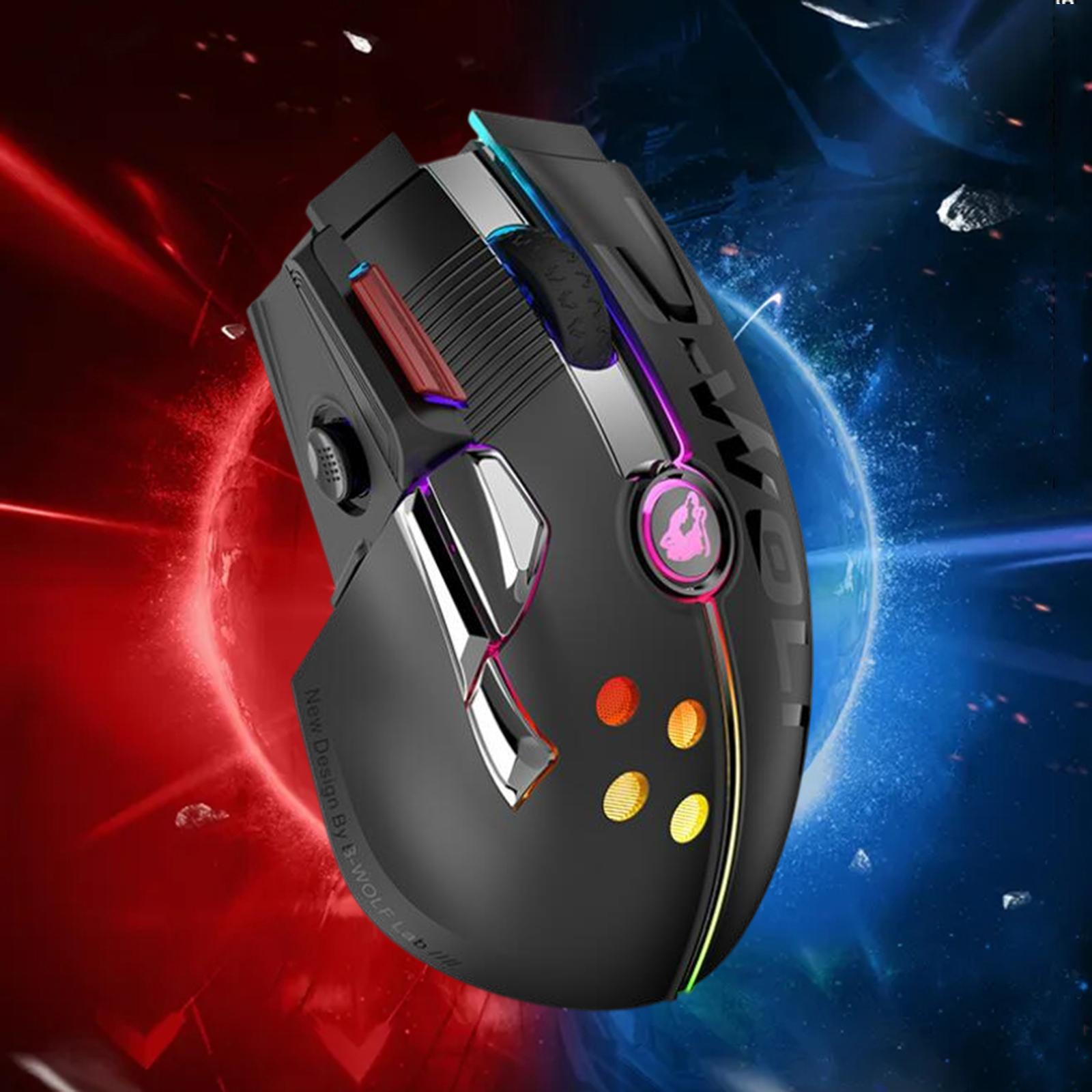 2.4G USB   Wireless RGB LED Gaming Mouse Mice 12000DPI for Gamer Black