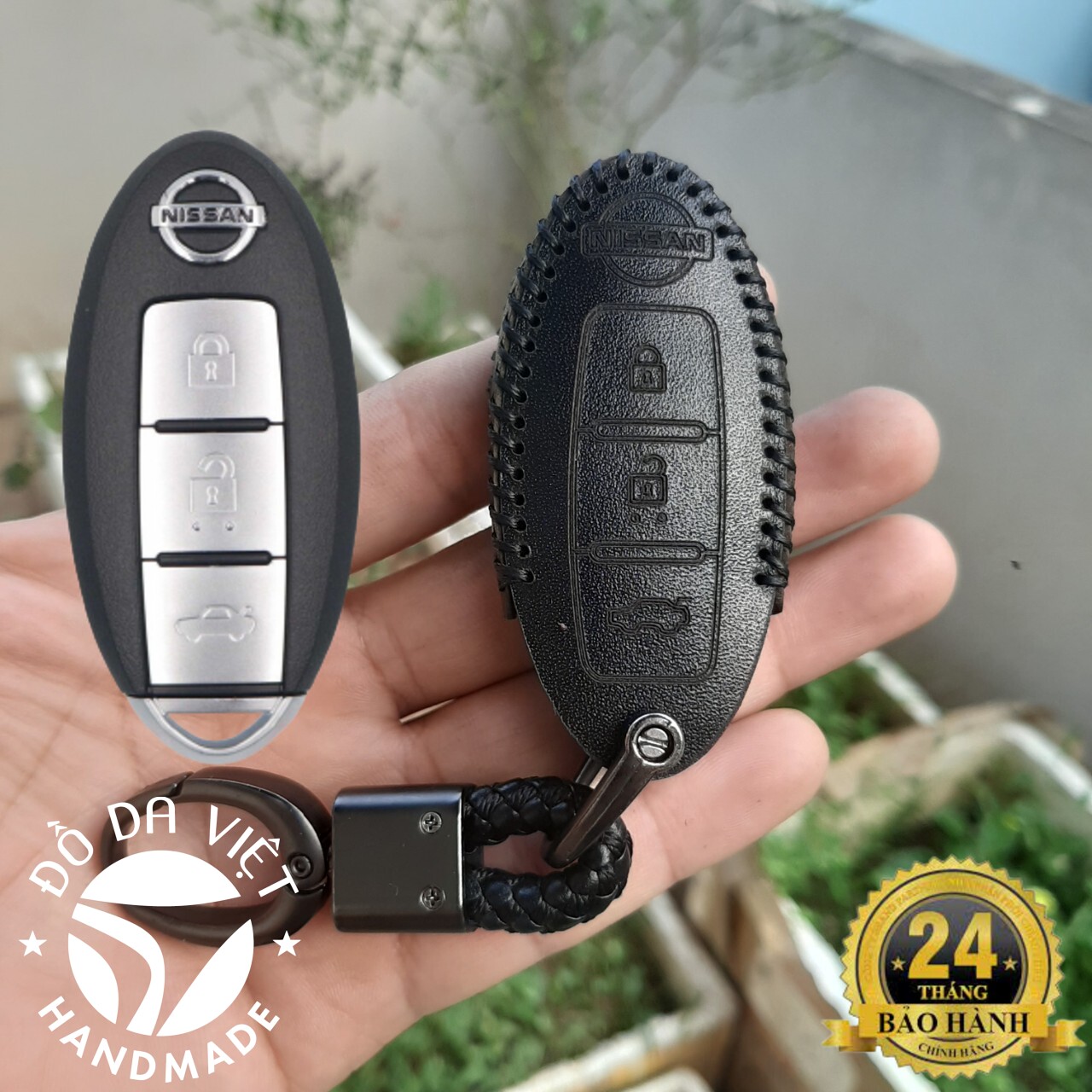 Bao Da Chìa Khóa Nissan Xtrail, Navara, teana, terra (CHÌA 3 NÚT) [ Bảo Hành 2 năm] Da bò 100