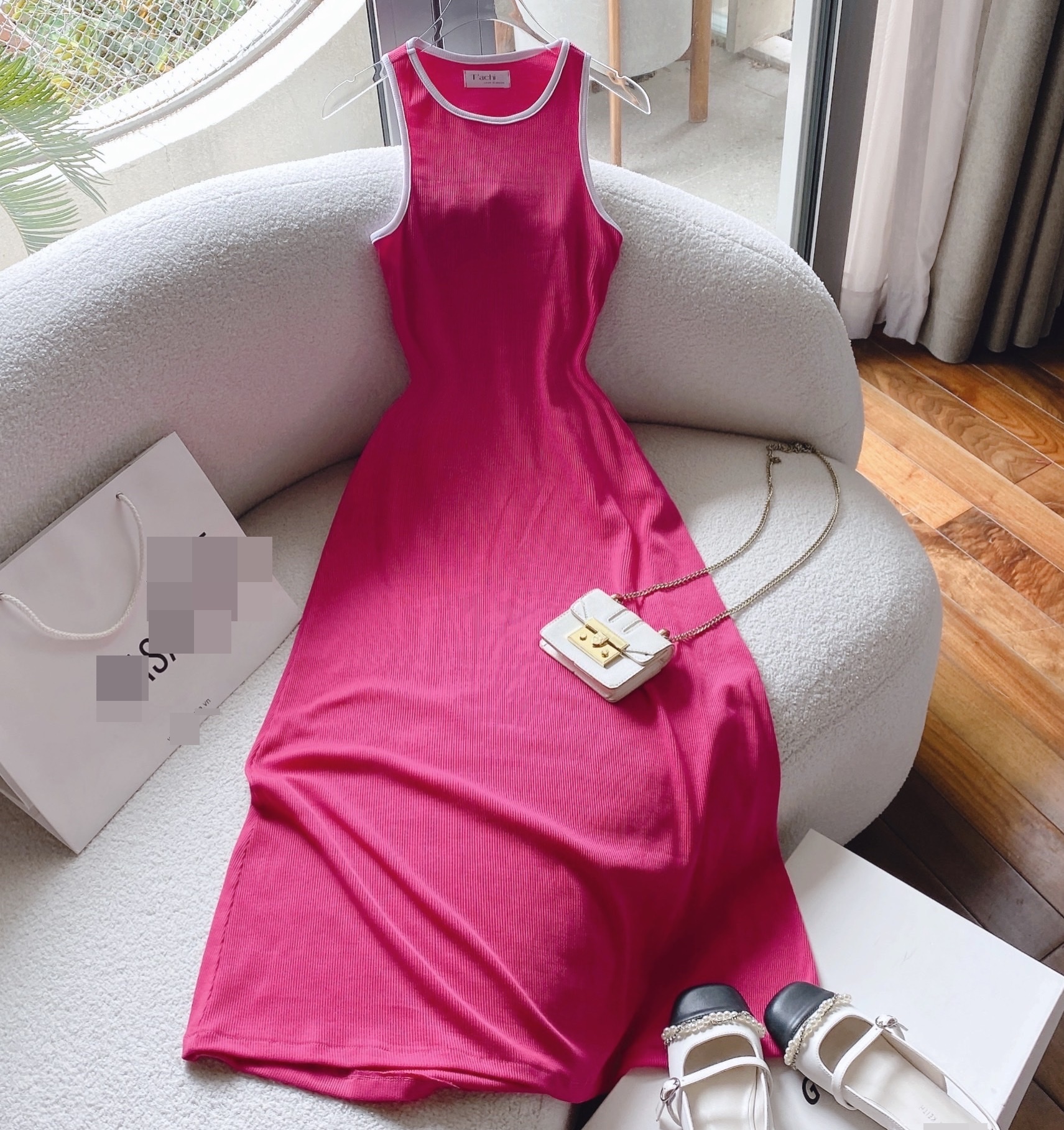 ĐẦM THUN SUÔNG ÔM BODY SÁT NÁCH 3 LỖ DÀI MIDI HỒNG BARBIE TRƠN HAI DÂY MAXI ĐI BIỂN DẠO PHỐ DỰ TIỆC