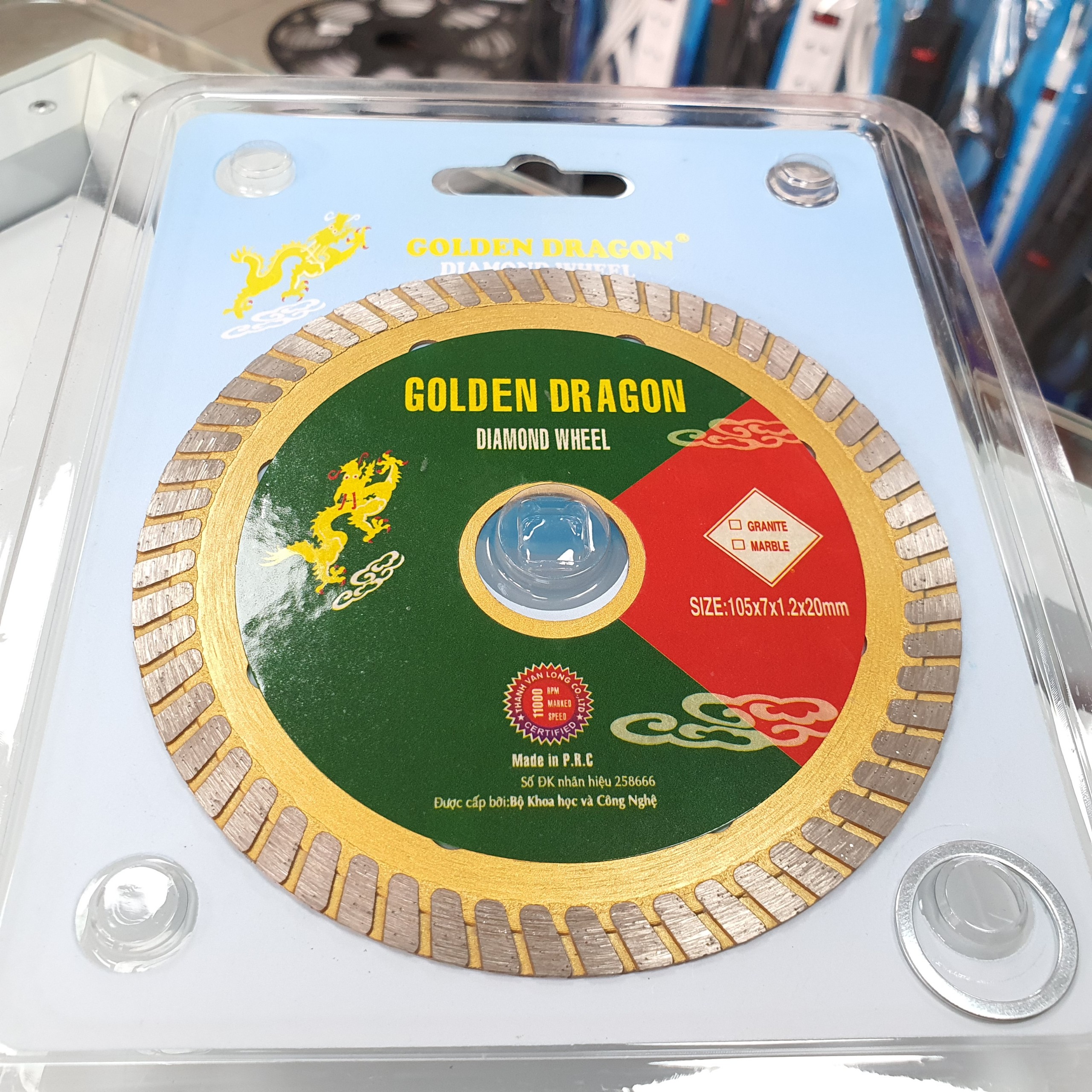 Lưỡi cắt gạch, cắt bê tông, cát đá granite đá marble 105mm đa năng Golden Dragon