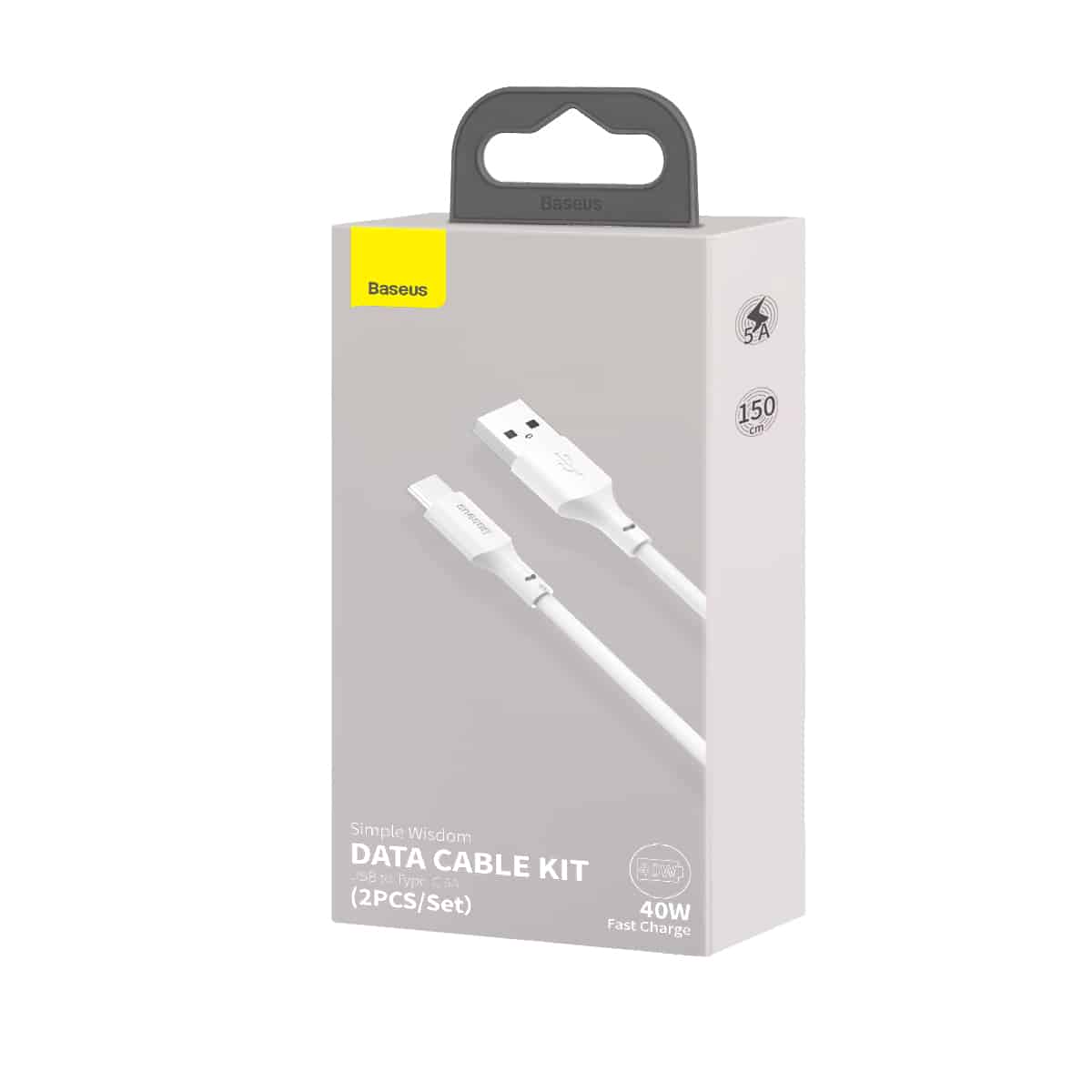 Bộ 02 cáp sạc nhanh Baseus Simple Wisdom (USB to Light-ning/ USB to Type-C/ USB to Micro Fast charge and Data Cable) dài 1.5M- Hàng chính hãng
