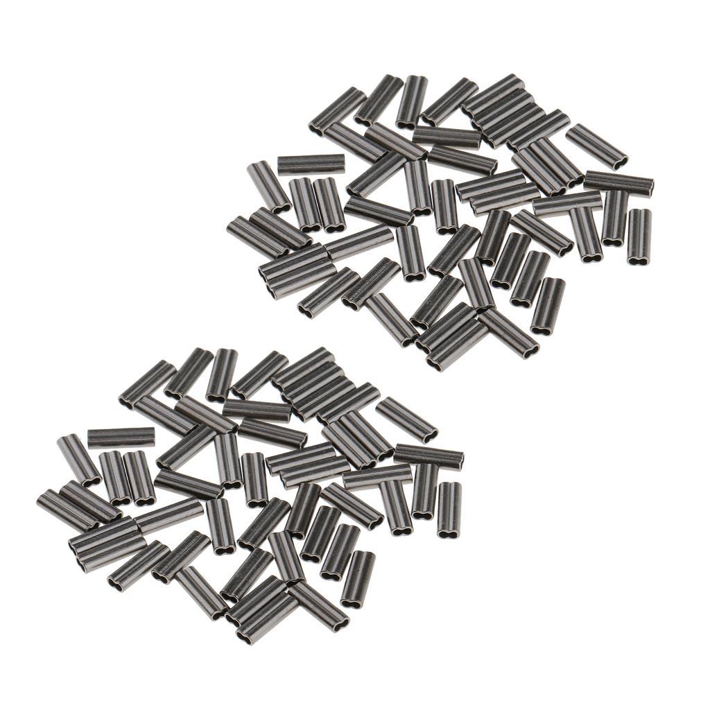 Lot 100Pcs Double Barrel Crimping Sleeves Size 1.0mm Brass Copper Connector Tube