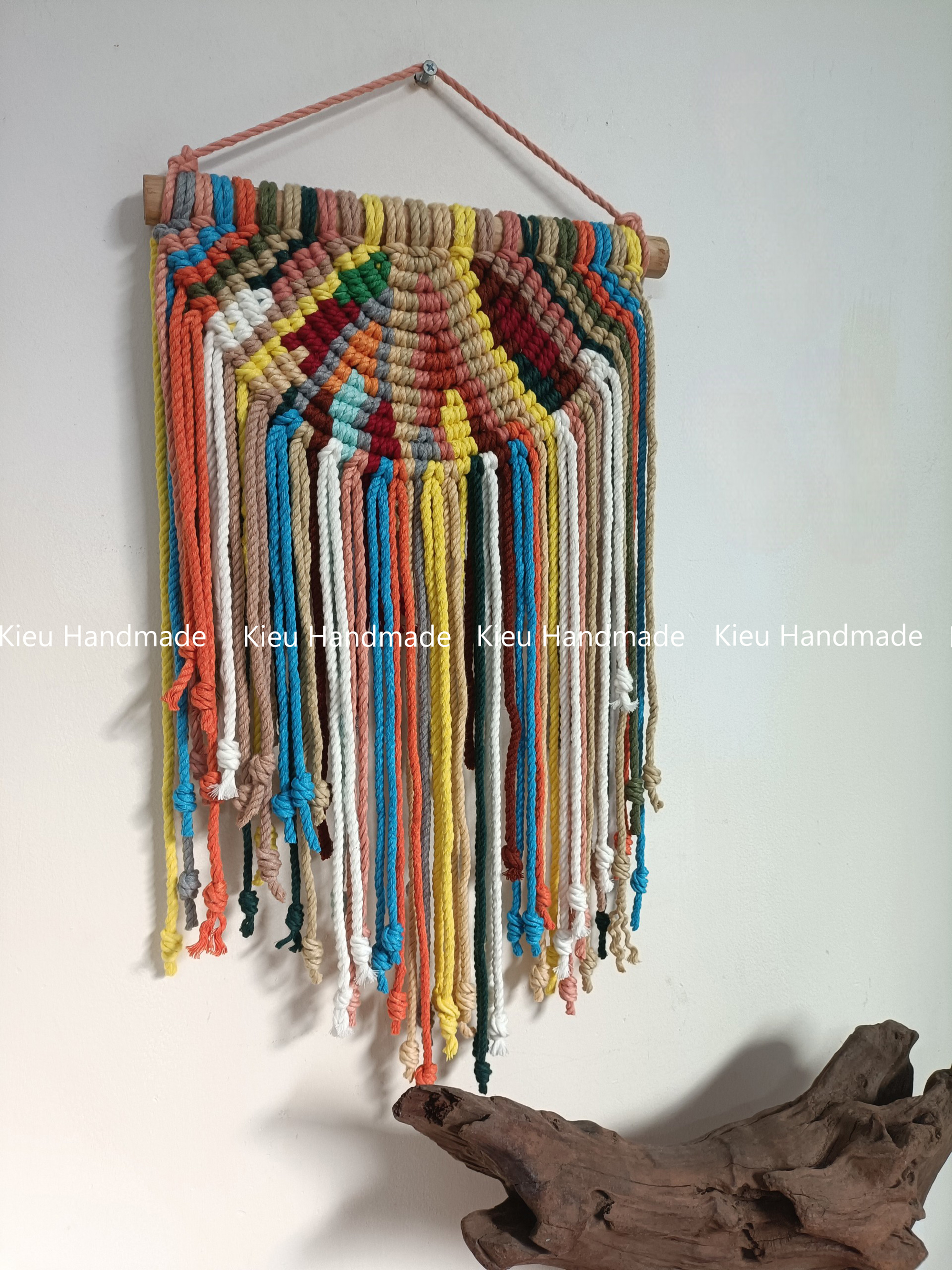 Mành macrame treo tường nhiều màu boho - Kiều Handmade