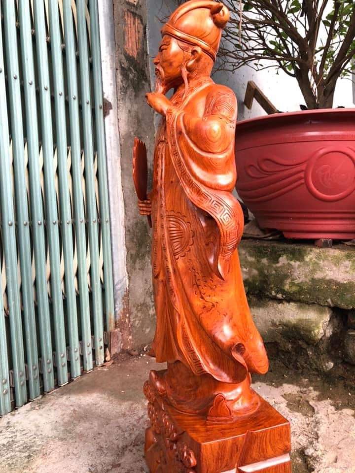 Tượng khổng minh bằng gỗ hương kt cao 60×19×14cm