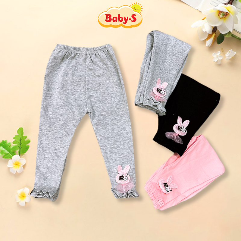 Quần tất cho bé gái 7-20kg mềm mịn Baby-S, Quần legging cho bé gái co giãn tốt họa tiết thỏ đáng yêu – SQ020