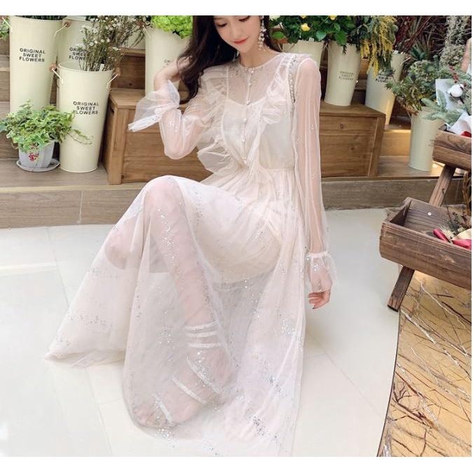 Đầm Ulzzang công chúa đính kim tuyến