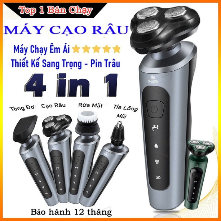 Máy Cạo Râu Đa Năng 9D Shaver - Máy Cạo Râu 4in1 Tặng Kèm 6 Phụ Kiện Cao Cấp