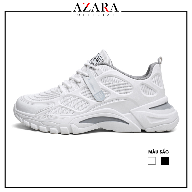 Giày Thể Thao Nam AZARA- Sneaker Màu Trắng - Đen, Dáng Thể Thao Dễ Phối Đồ, Êm Chân, Đế Chống Sốc - G5316
