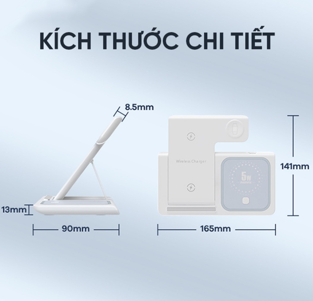 Đế Sạc Nhanh Không Dây Đa Năng 3in1 Remax RP-W53 - Hỗ Trợ Sạc Nhanh Lên Đến 15W - Hàng Chính Hãng