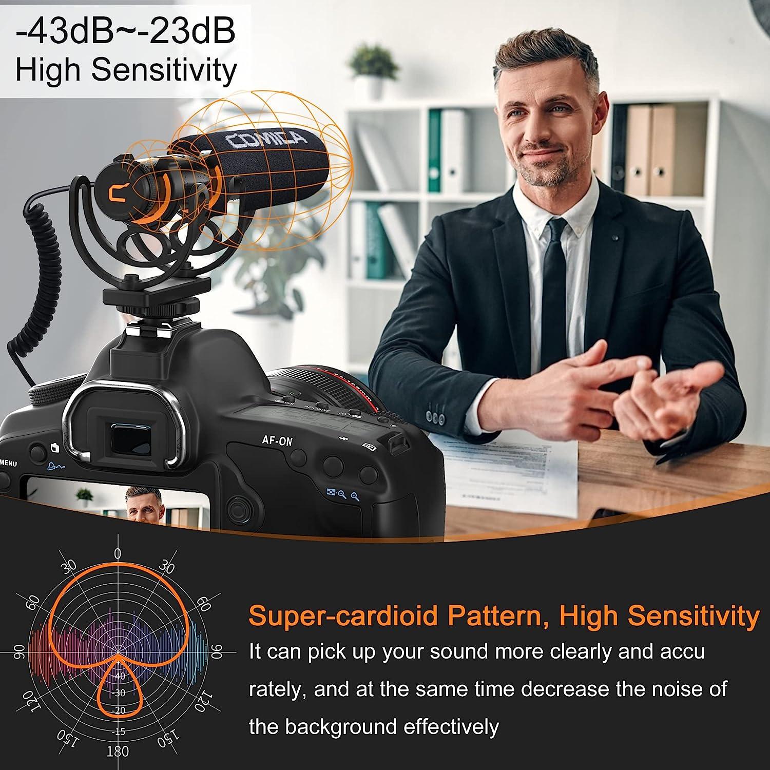 ROGTZ Micro Comica CVM-VM20 Mic Shotgun định hướng cho điện thoại, máy ảnh, máy tính laptop, làm vlog, phỏng vấn, ASMR mukbang - Hàng Nhập Khẩu